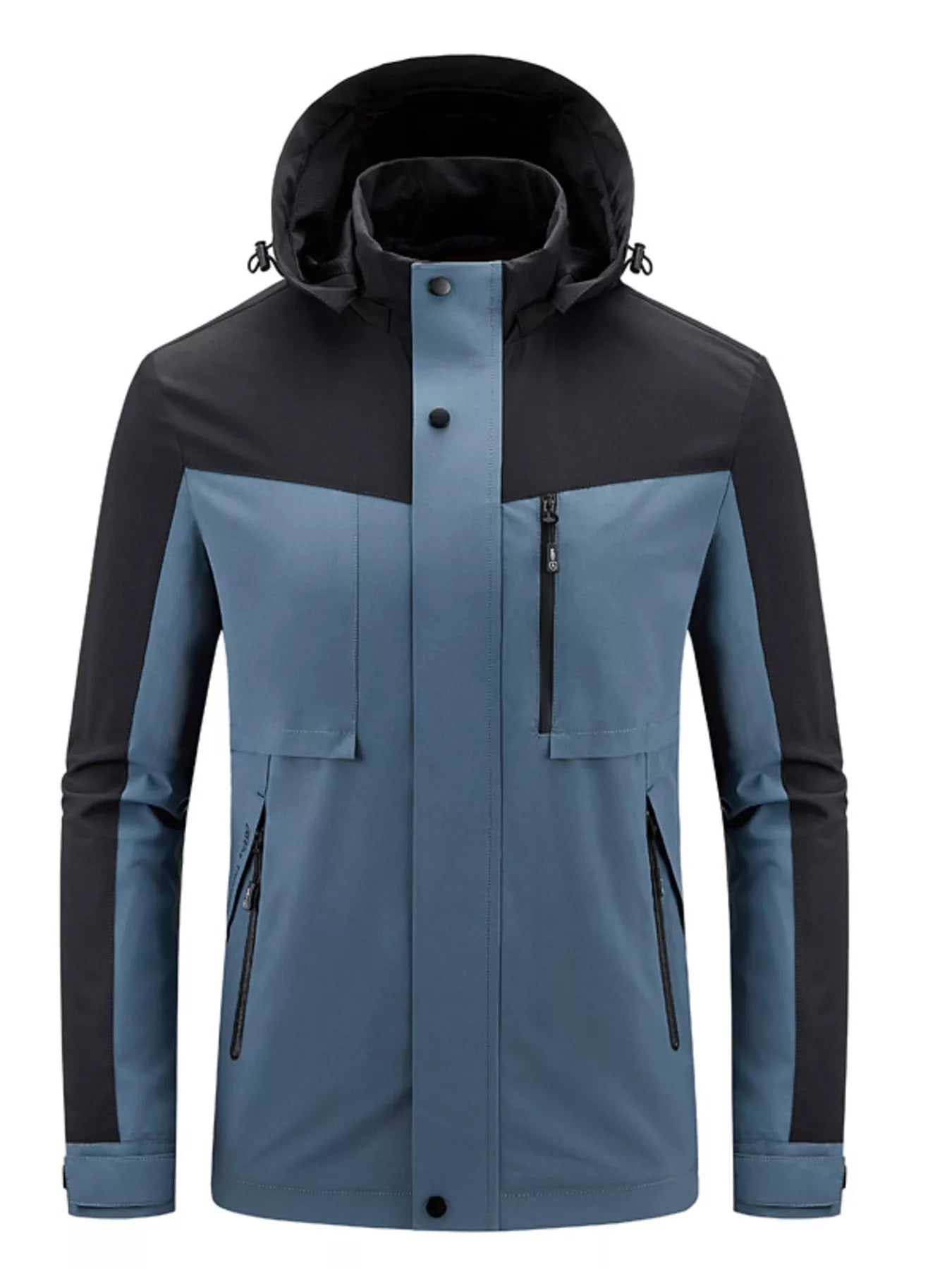 Men's Plus Size Two-Tone Waterproof Hooded Outdoor Jacket