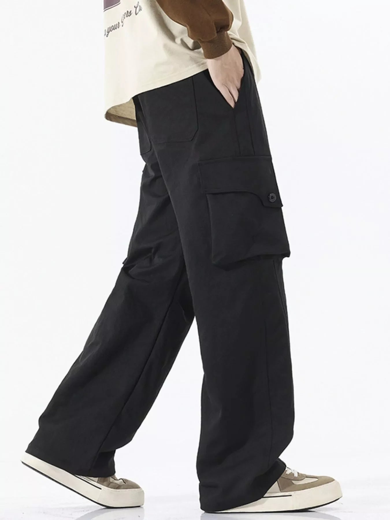 Men's Full Size Loose Fit Multi-Pocket Cargo Pants Plus Size