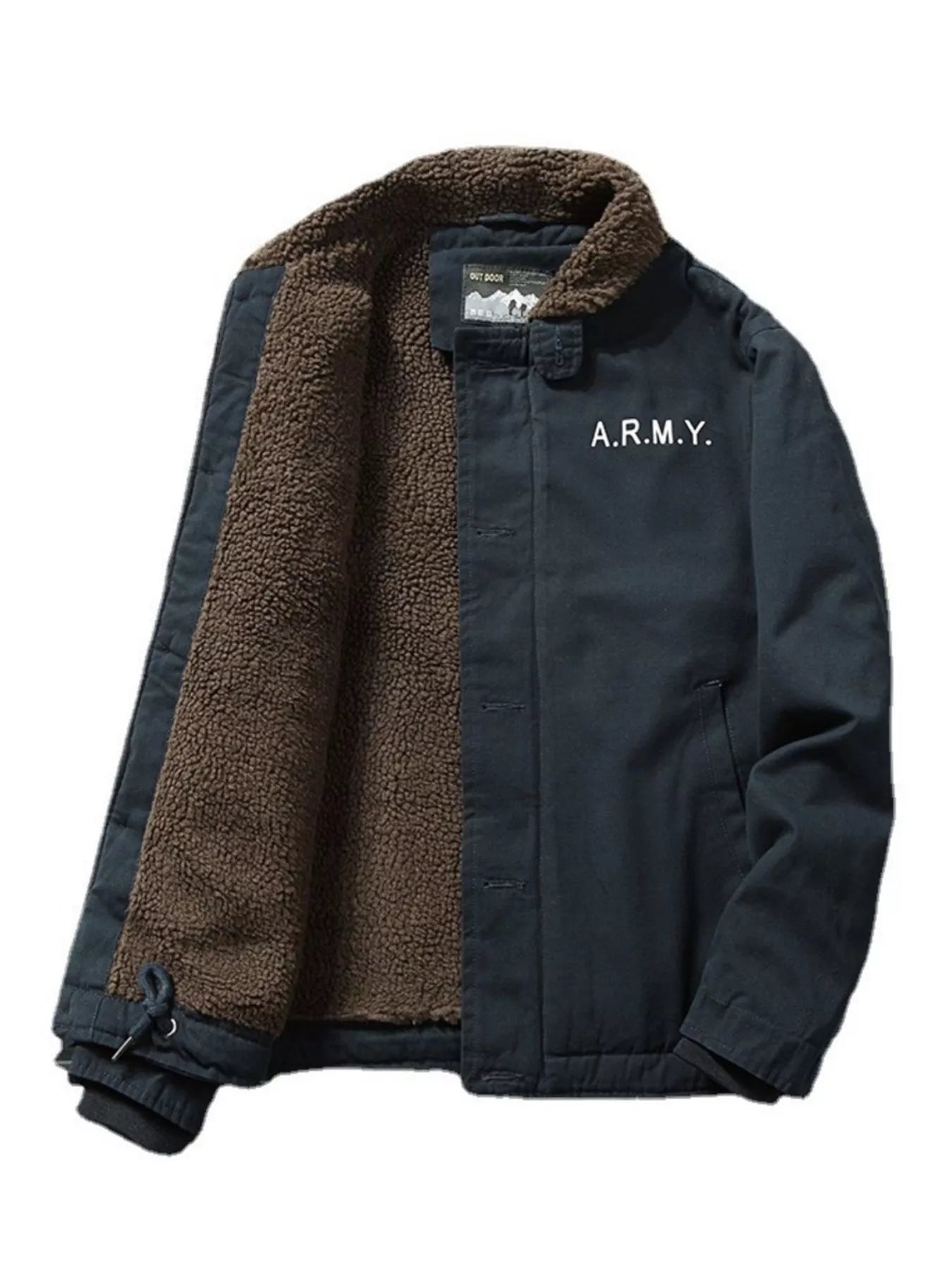 Men's Plus Size Sherpa Collar Button Up Jacket