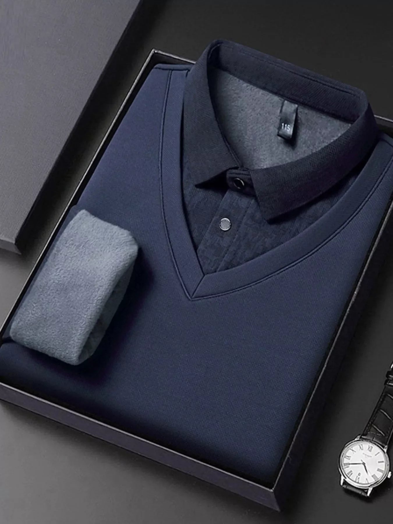 Men's Plus Size Long Sleeve Polo Shirt