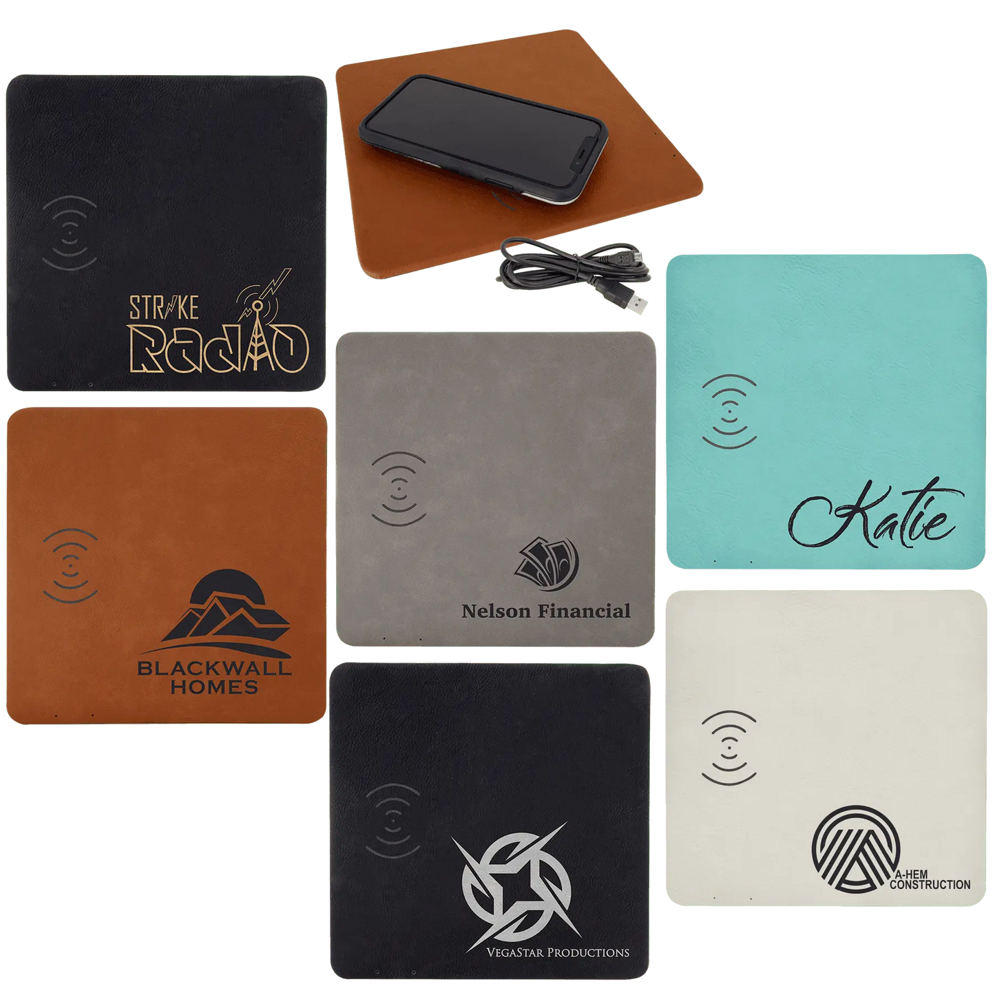 8" x 8" Leather Charging Mat