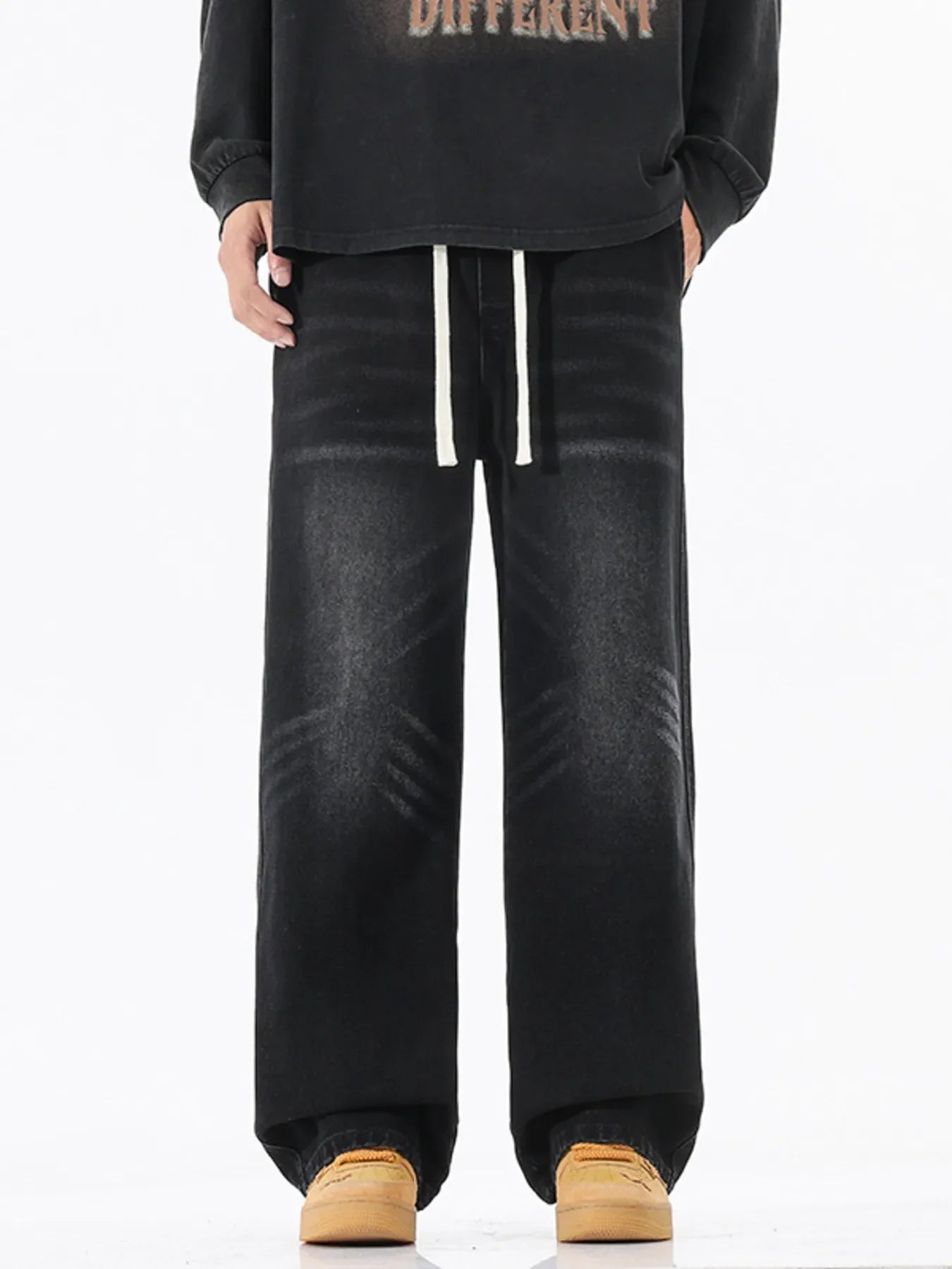 Men's Full Size Wash Wide Leg Jeans Plus Size