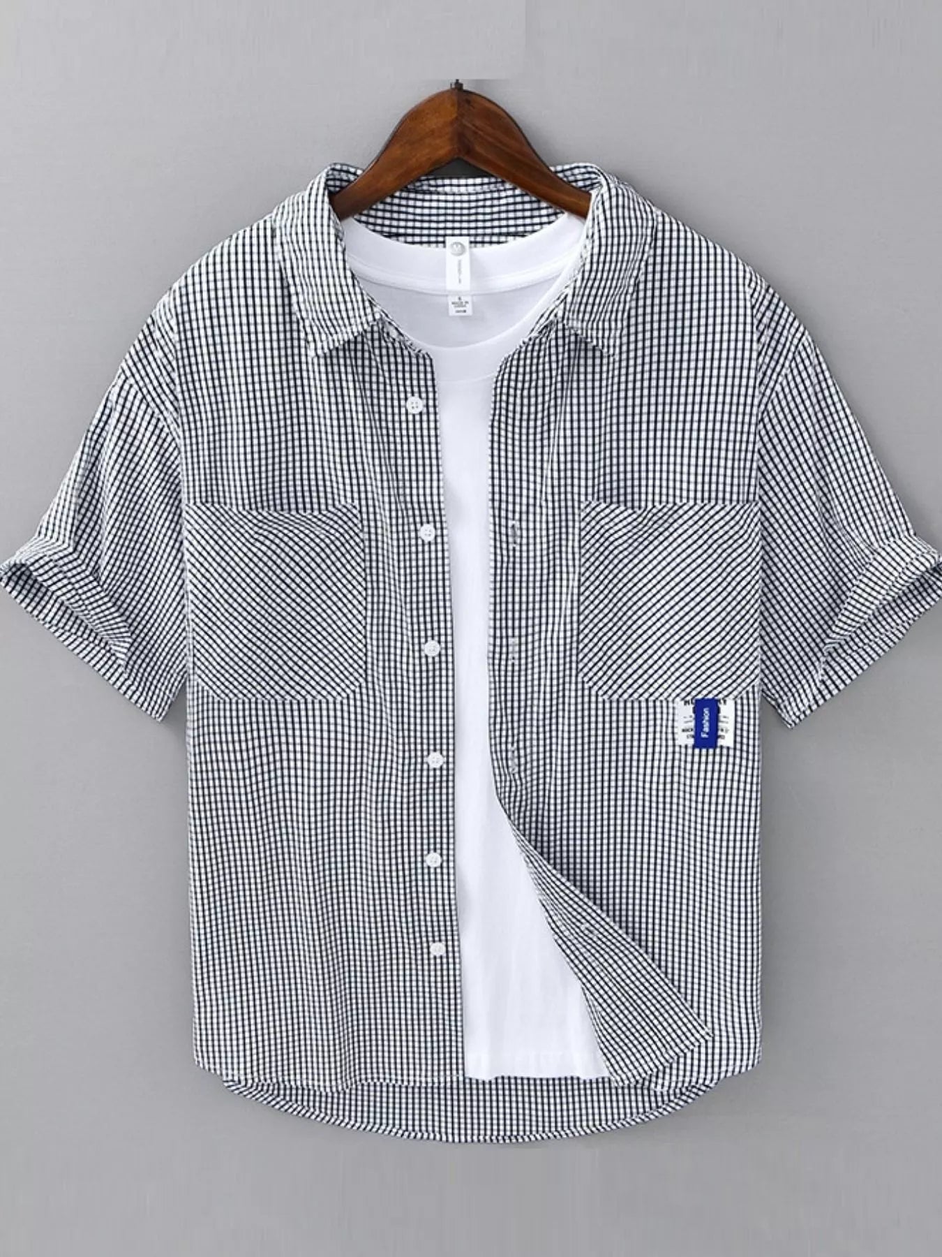 Men's Plus Size Casual Plaid Short Sleeve Shirt
