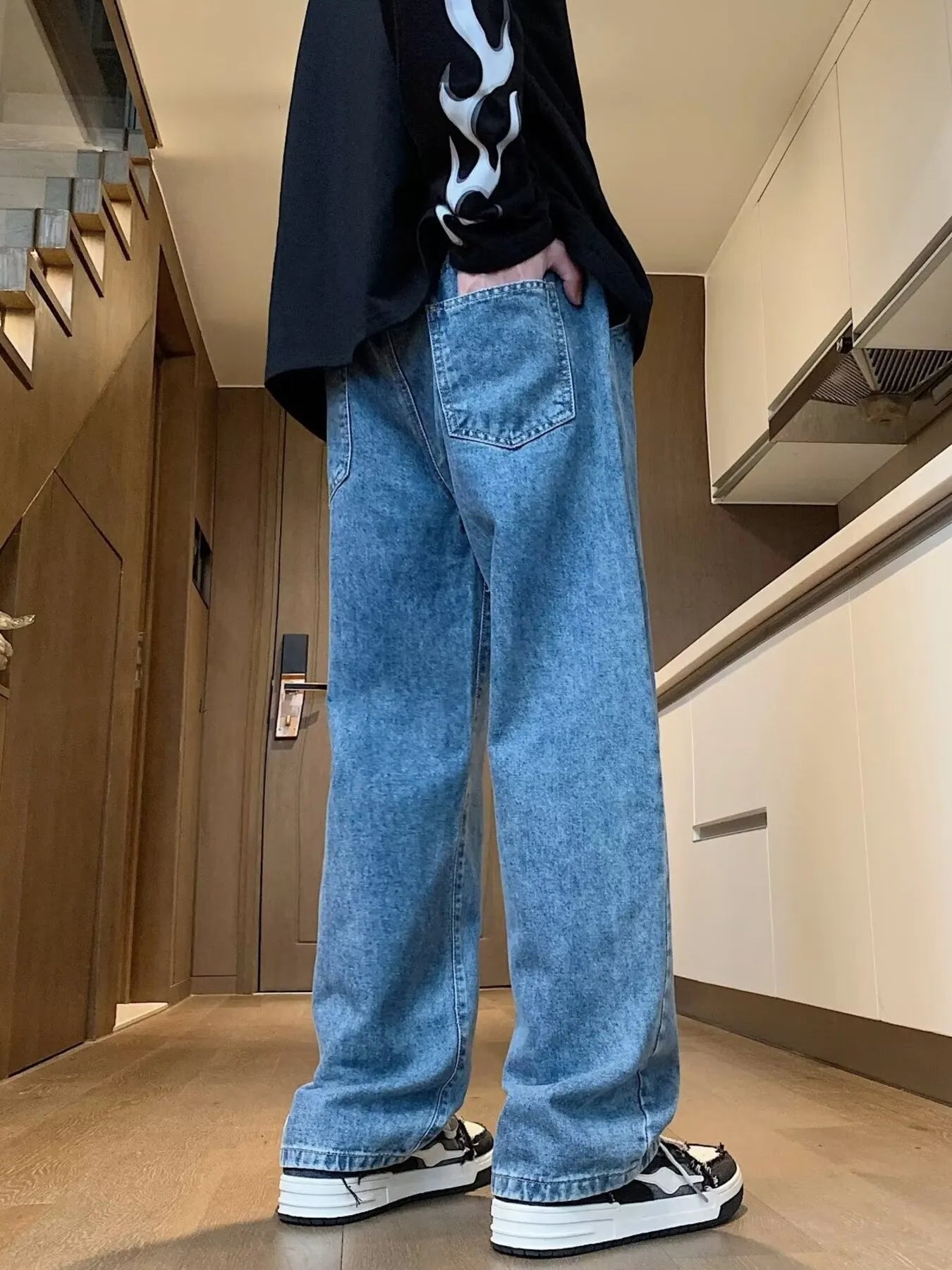 Men's Full Size Loose Fit Drawstring Waist Jeans Plus Size