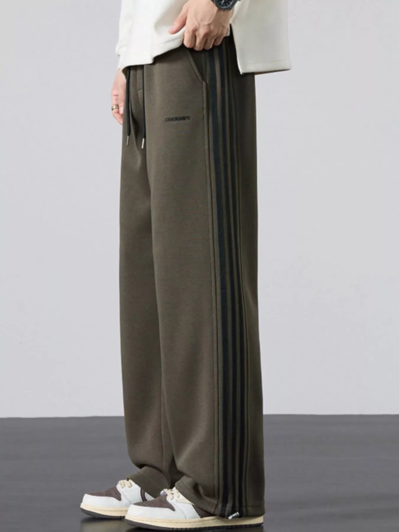Men's Plus Size Casual Striped Wide Leg Sweatpants