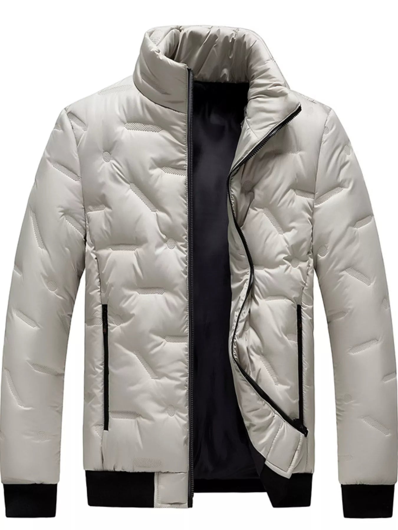 Men's Plus Size Warm Padded Stand Collar Puffer Jacket