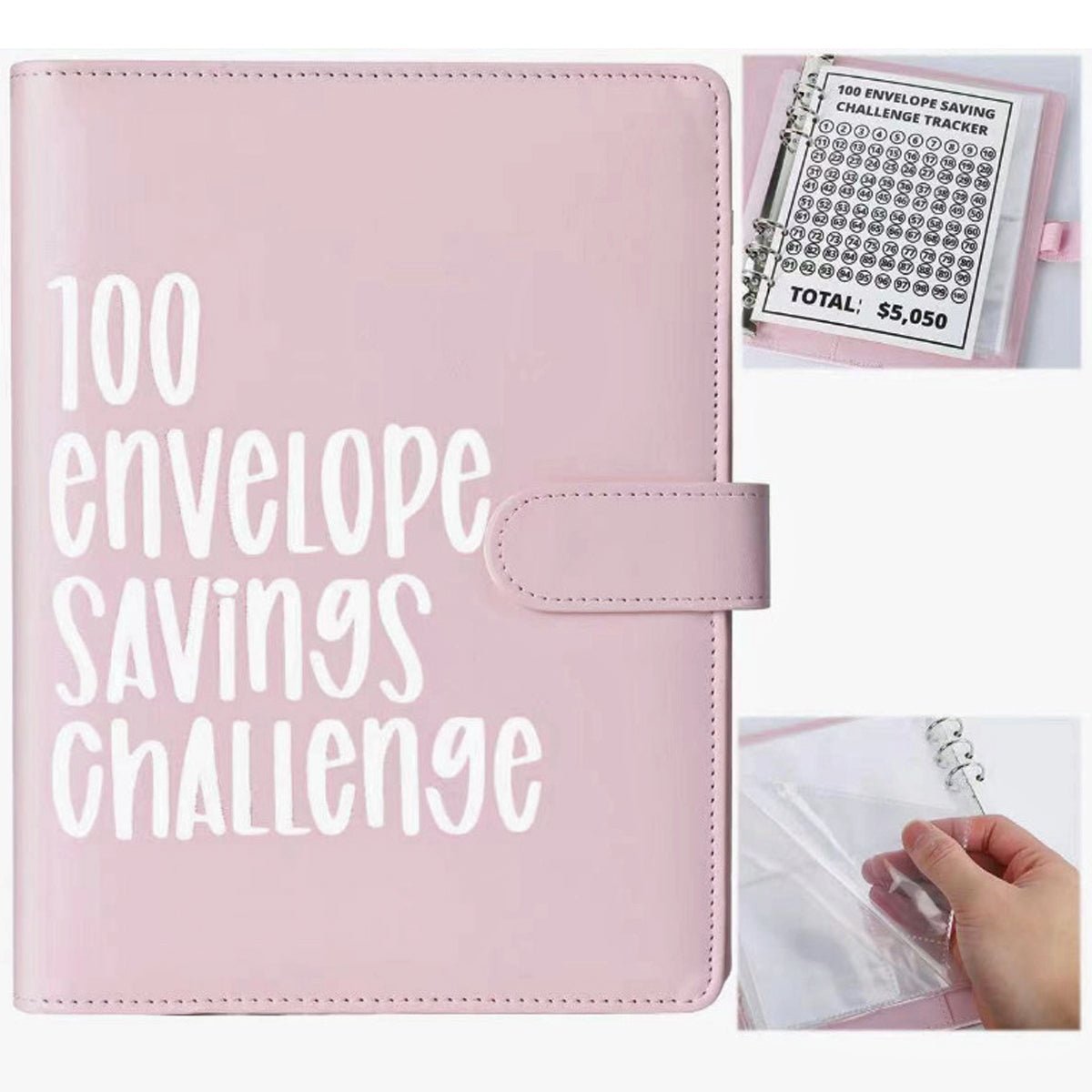 100 Envelope Budget Binder – A5 PU Leather Savings Tracker Book