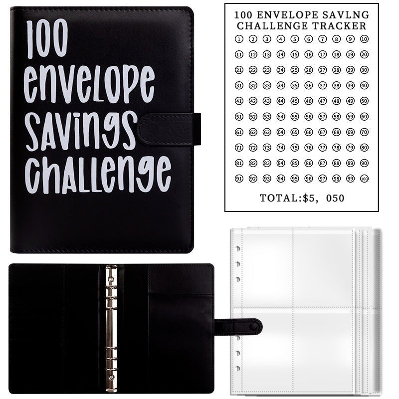 100 Envelope Budget Binder – A5 PU Leather Savings Tracker Book