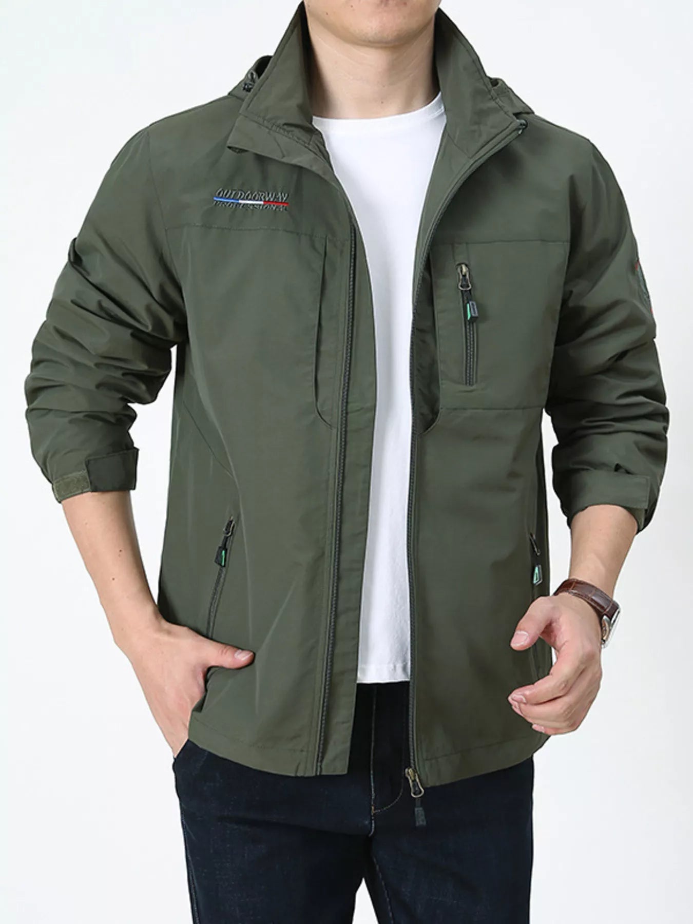 Men's Plus Size Lightweight Hooded Outdoor Jacket