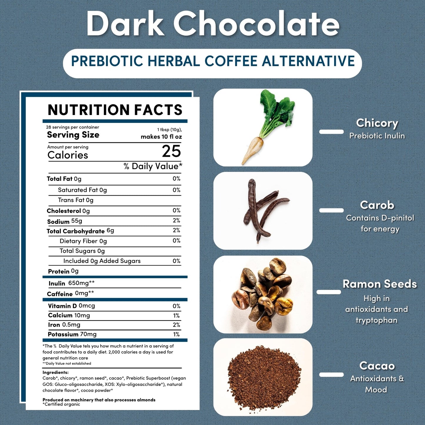 Dark Chocolate Prebiotic SuperBoost Herbal Coffee