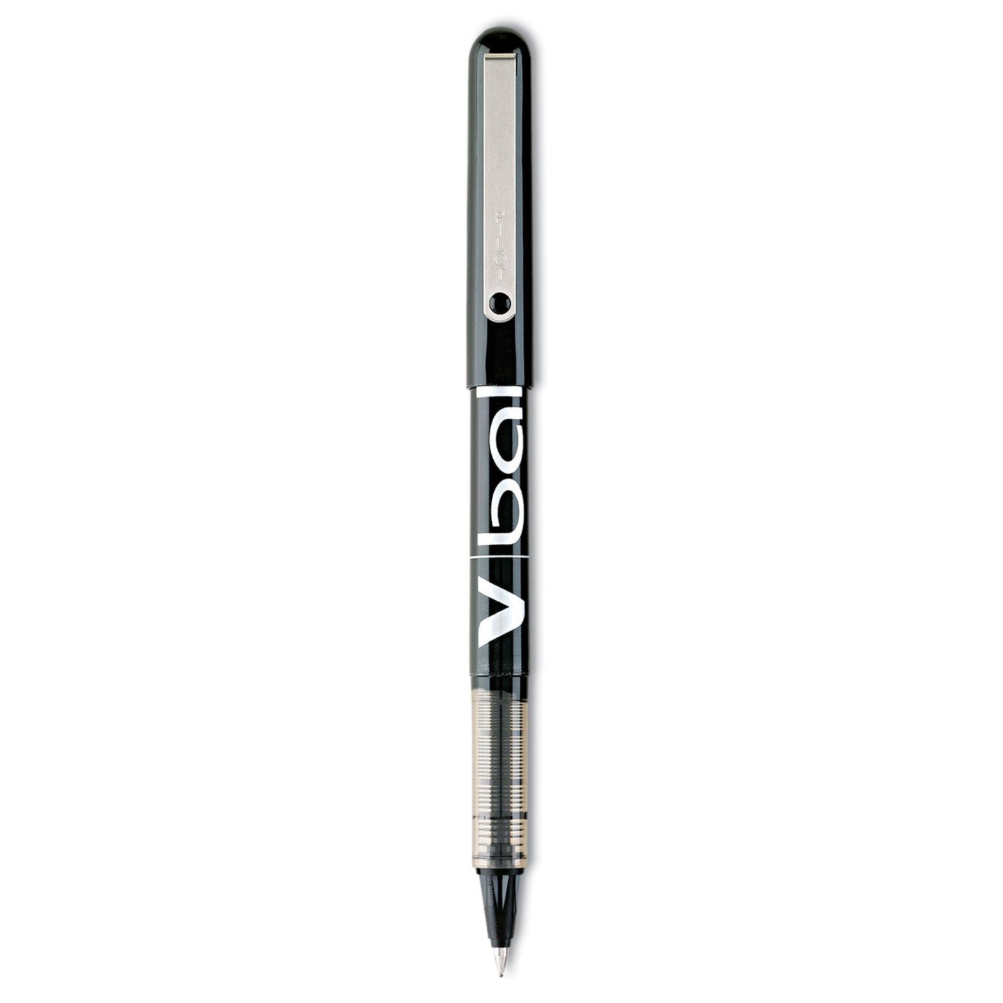 Pilot VBall Liquid Ink Roller Ball Pen, Stick, Fine 0.7 mm, Black Ink, Black Barrel, Dozen