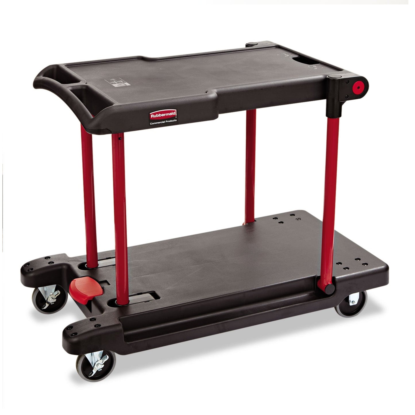 Rubbermaid Convertible Utility Cart, Plastic, 2 Shelves, 400 lb Capacity, 23.88" x 45.13" x 34.38", Black