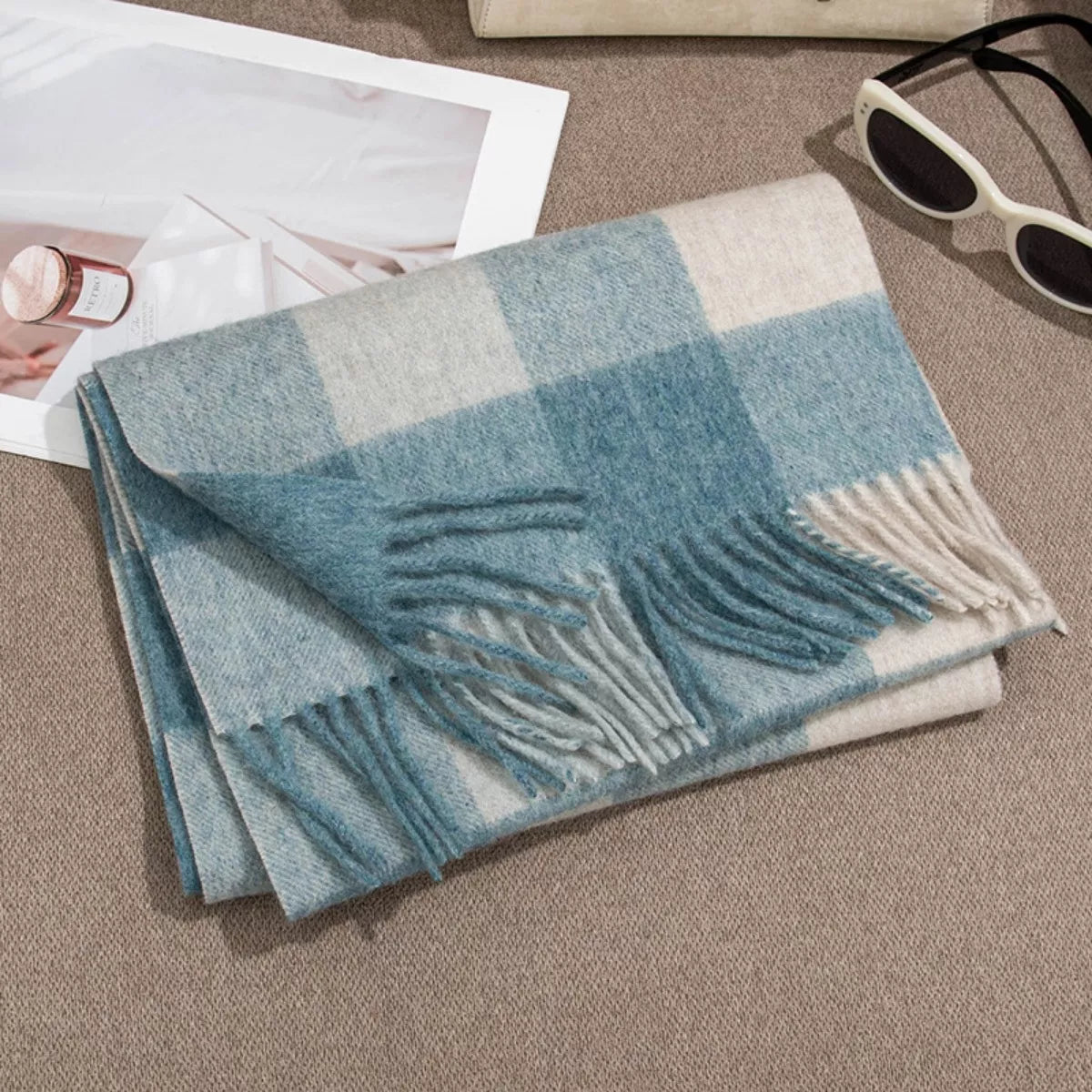 Plaid Fringe Scarf