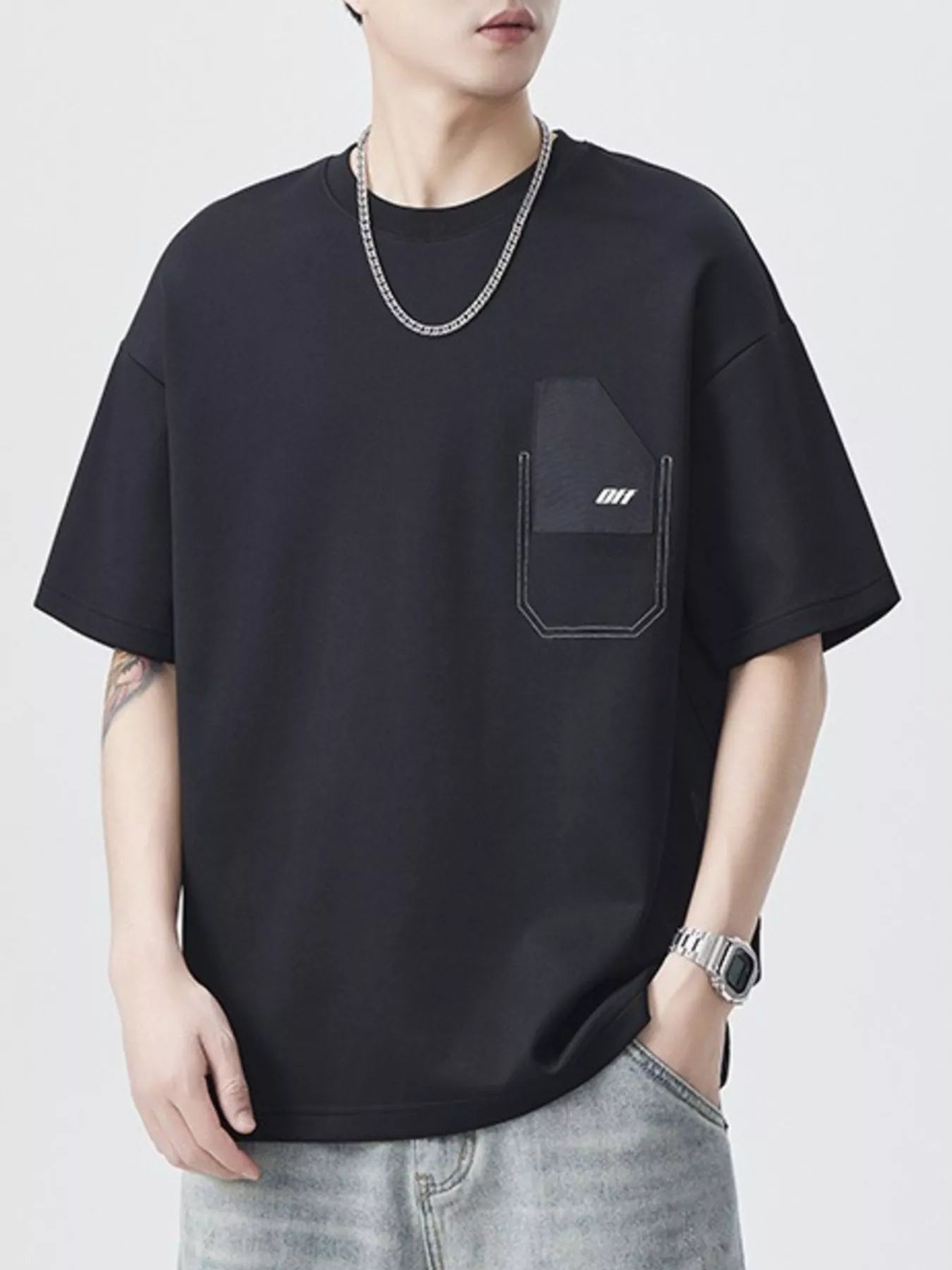 Men's Plus Size Casual Pocket Design Short Sleeve T-Shirt