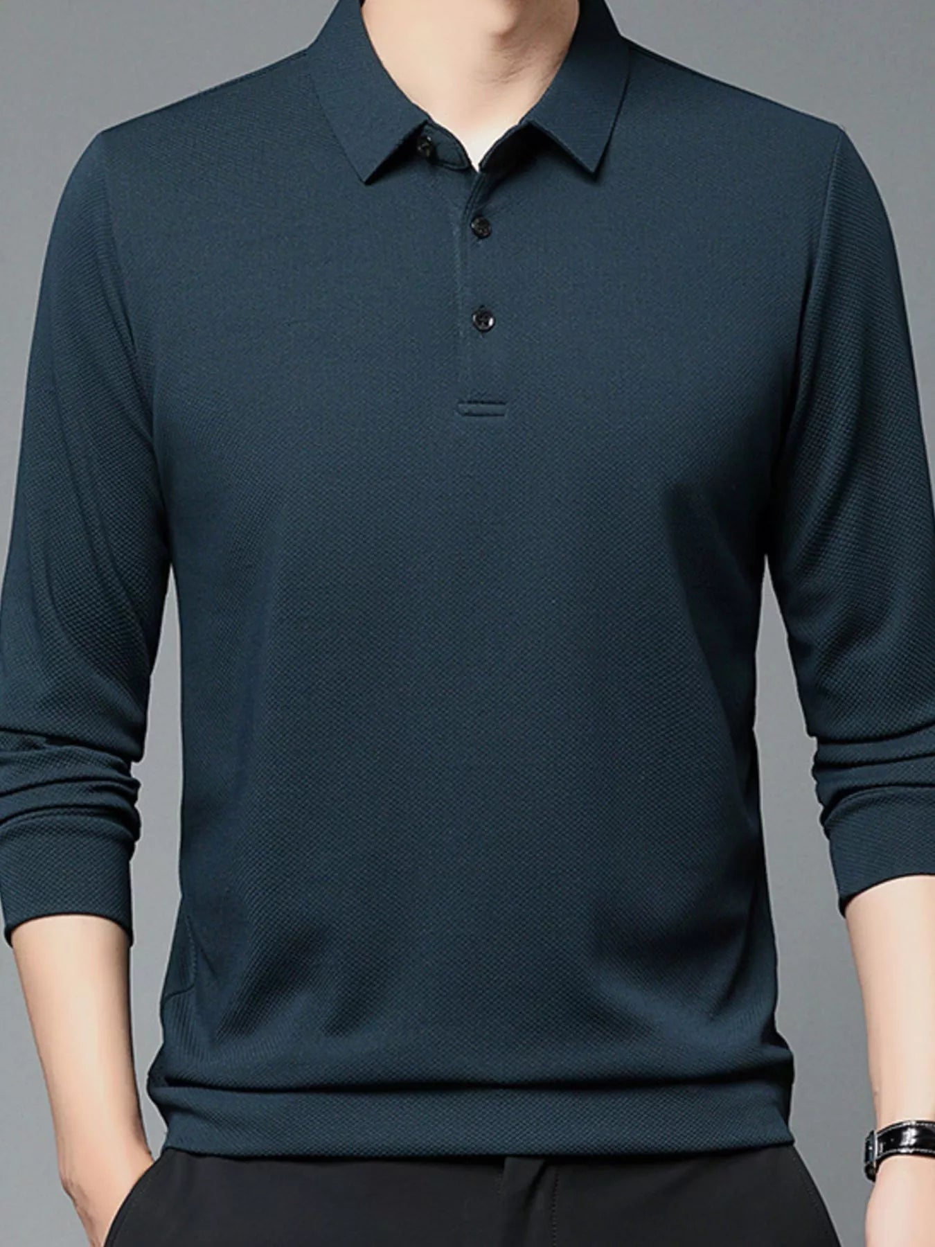 Men's Plus Size Classic Fit Long Sleeve Polo