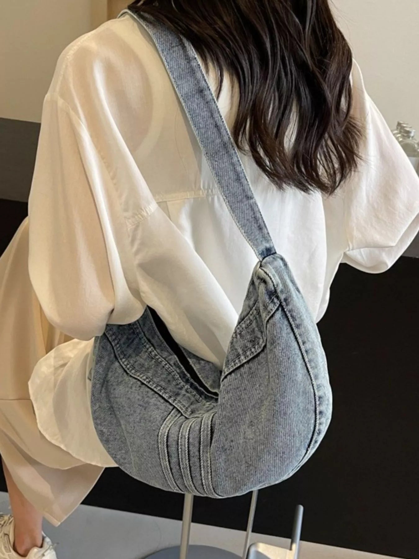 Denim Adjustable Strap Crossbody Bag