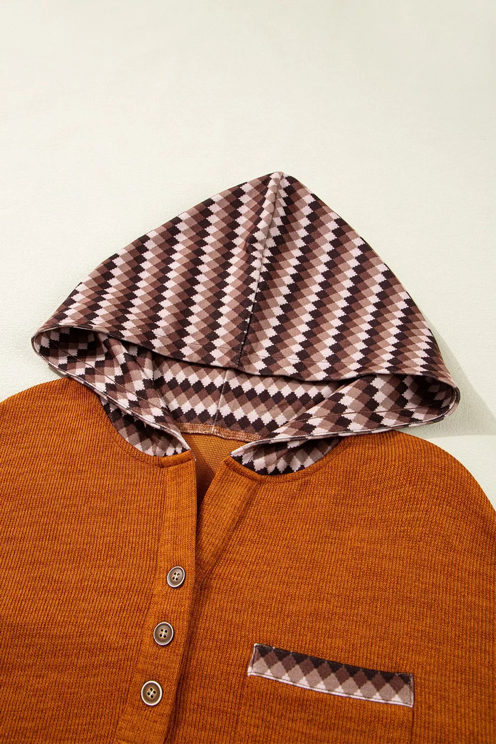 Casual Long Sleeve Henley Hooded Top