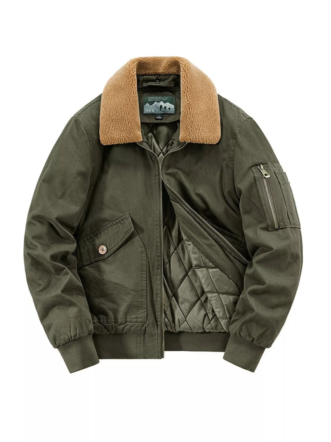 Men's Plus Size Vintage Fur Collar Bomber Jacket