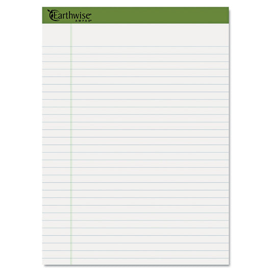Ampad Earthwise by Ampad Recycled Writing Pad, Wide/Legal Rule, Politex Sand Headband, 40 White 8.5 x 11.75 Sheets, 4/Pack