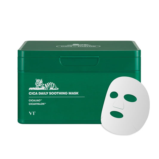 CICA Daily Soothing Mask 30 Sheets, Centella Asiatica & Hyaluronic Acid for Moisturizing & Hydrating, Instant Calm & Glow, Skin Softening Facial Mask, Korean Face Mask
