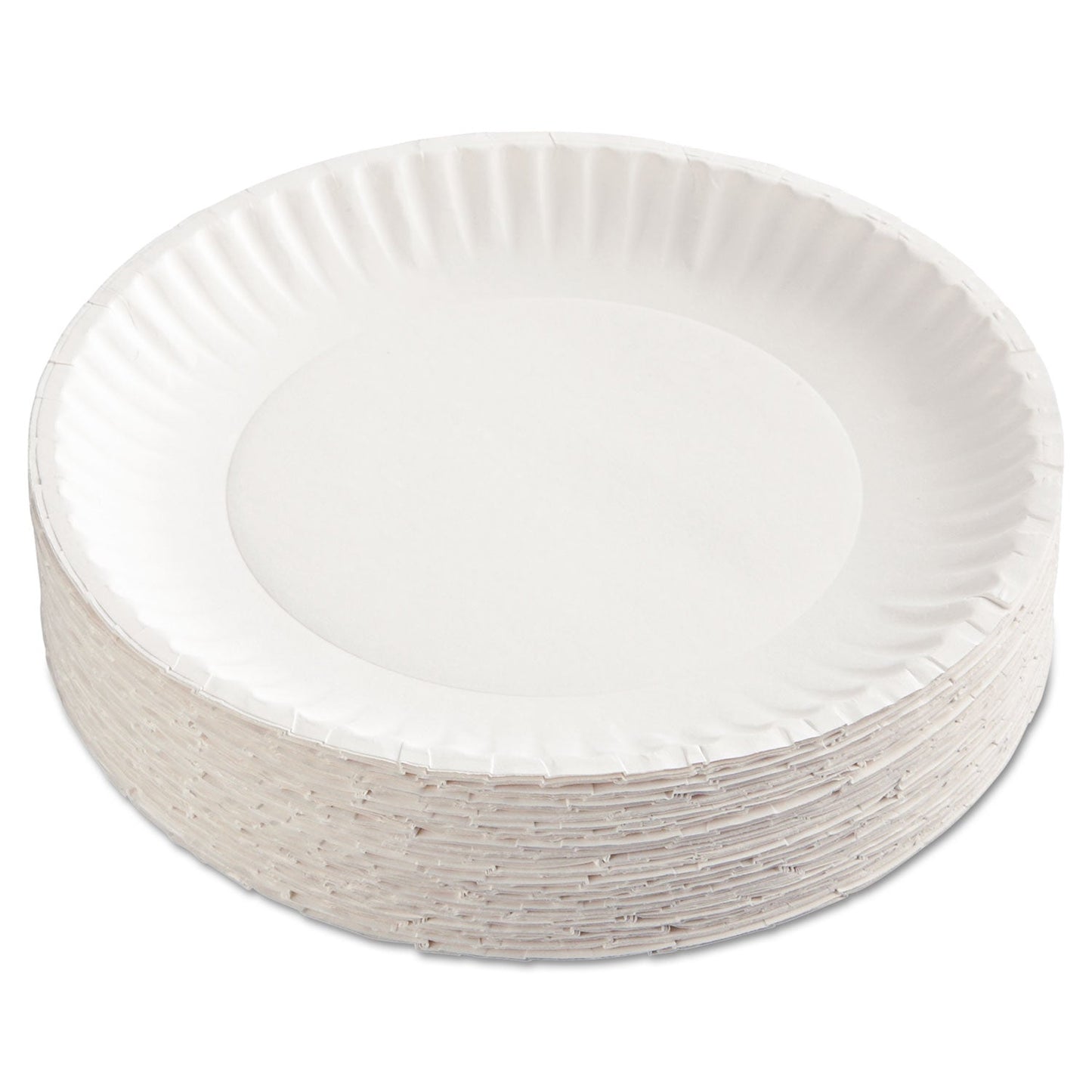 AJM Packaging Corporation Gold Label Coated Paper Plates, 9" dia, White, 120/Pack, 8 Packs/Carton