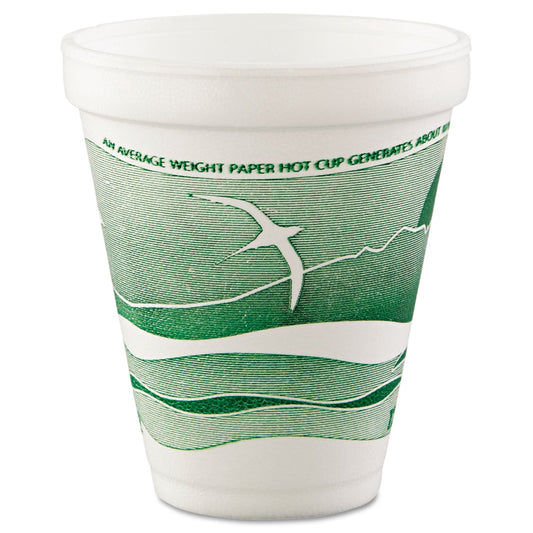 Dart Horizon Hot/Cold Foam Drinking Cups, 12 oz, Green/White, 25/Bag, 40 Bags/Carton