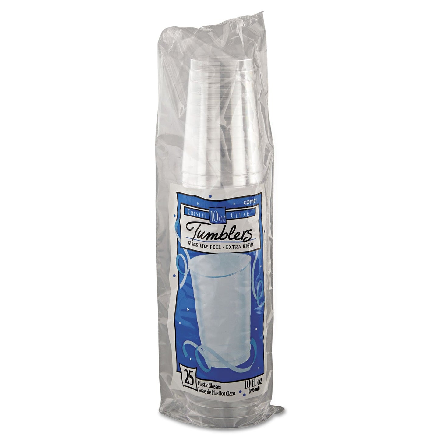WNA Comet Plastic Tumblers, 10 oz, Clear, 25/Pack, 20 Packs/Carton