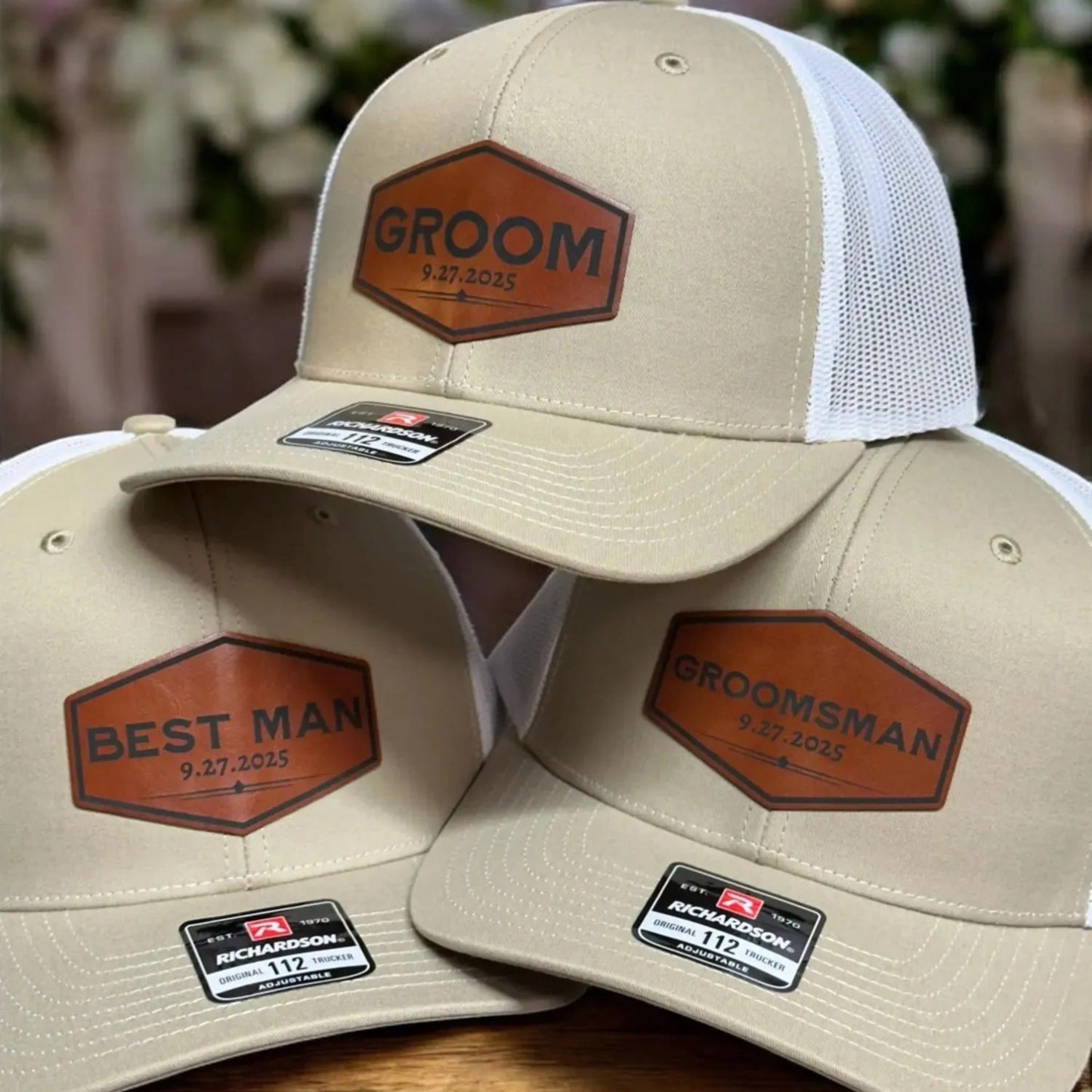 Richardson 112 Wedding Party Hats + Custom Patch