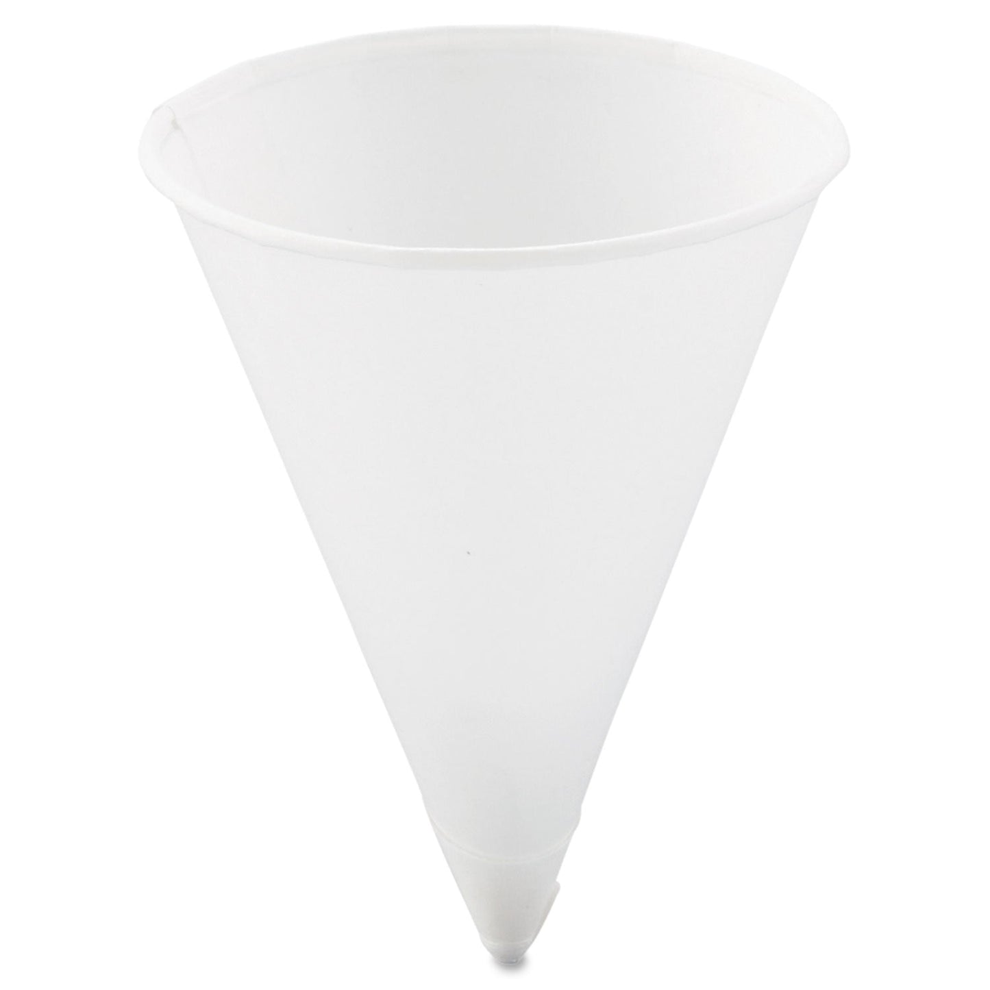 Dart Cone Water Cups, Paper, 4 oz, Rolled Rim, White, 200/Bag, 25 Bags/Carton