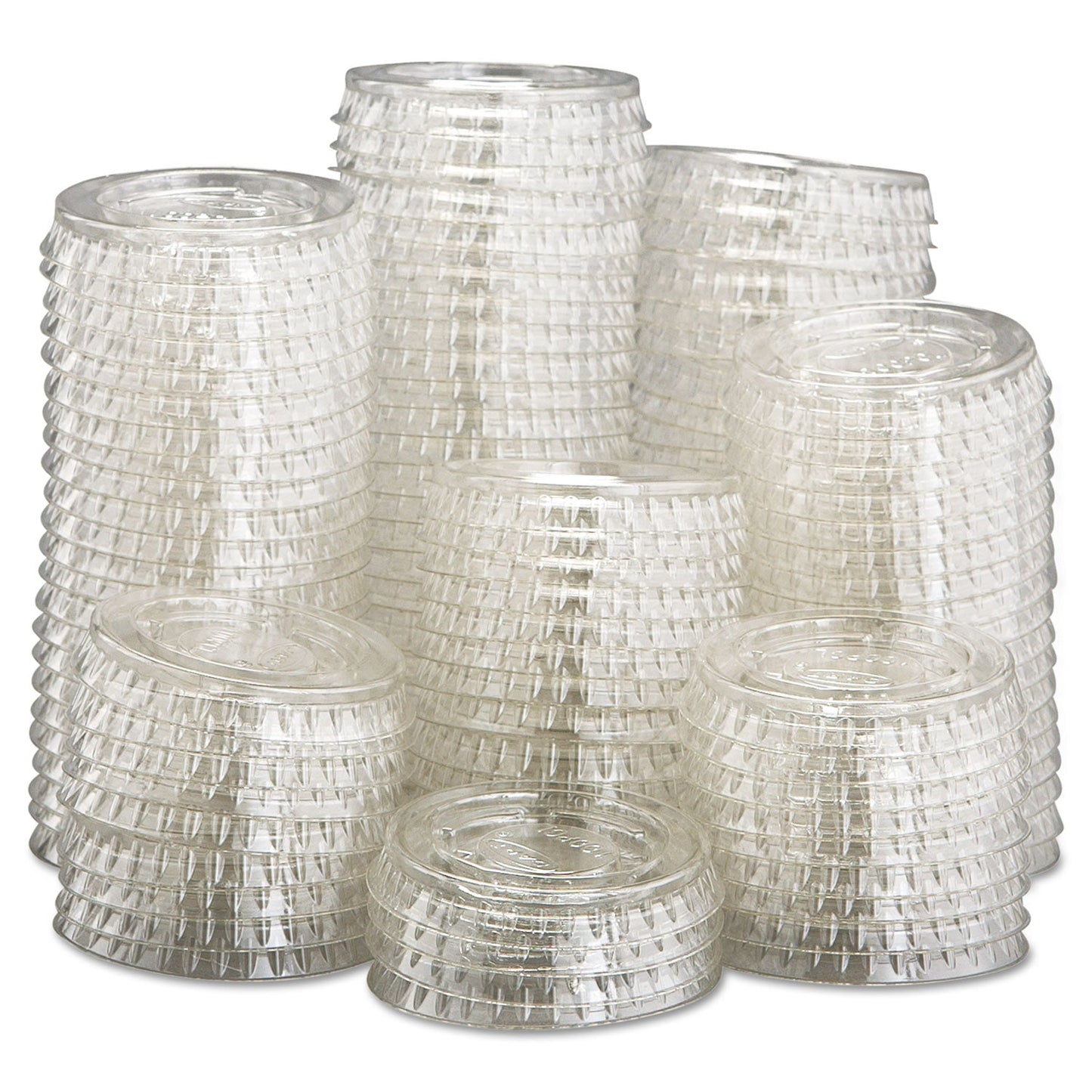 Dart Portion/Souffle Cup Lids, Fits 0.5 oz to 1 oz Cups, PET, Clear, 125 Pack, 20 Packs/Carton