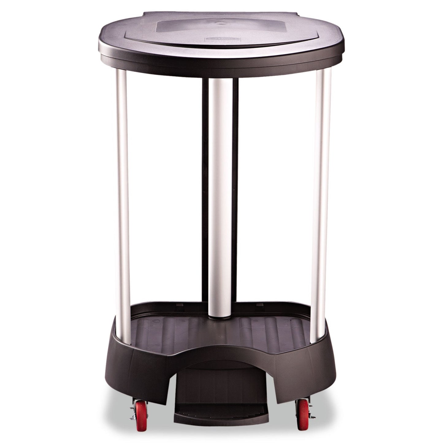 Rubbermaid Premium Step-On Linen Hamper, 30 gal, 20.38w x 22.25d x 37.88h, Aluminum/Plastic, Black