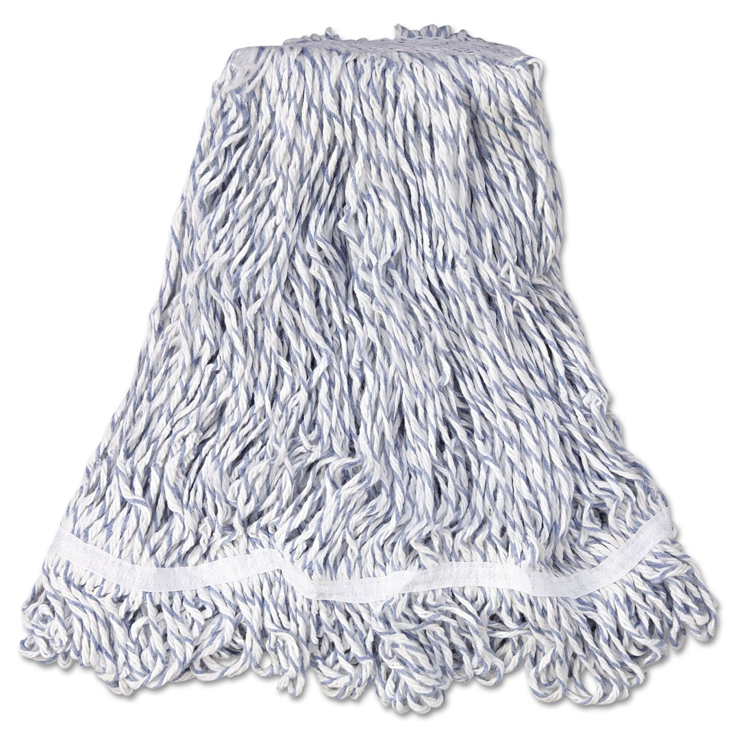 Rubbermaid Web Foot Finish Mop, White, Med, Cotton/Synthetic, 1". White Headband, 6/Carton