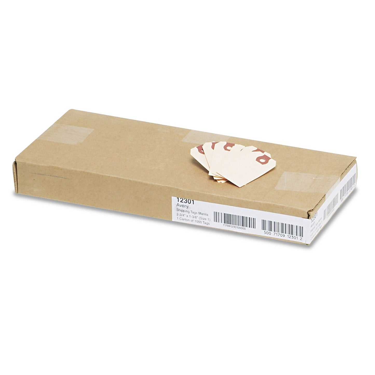 Avery Unstrung Shipping Tags, 11.5 pt Stock, 2.75 x 1.38, Manila, 1,000/Box