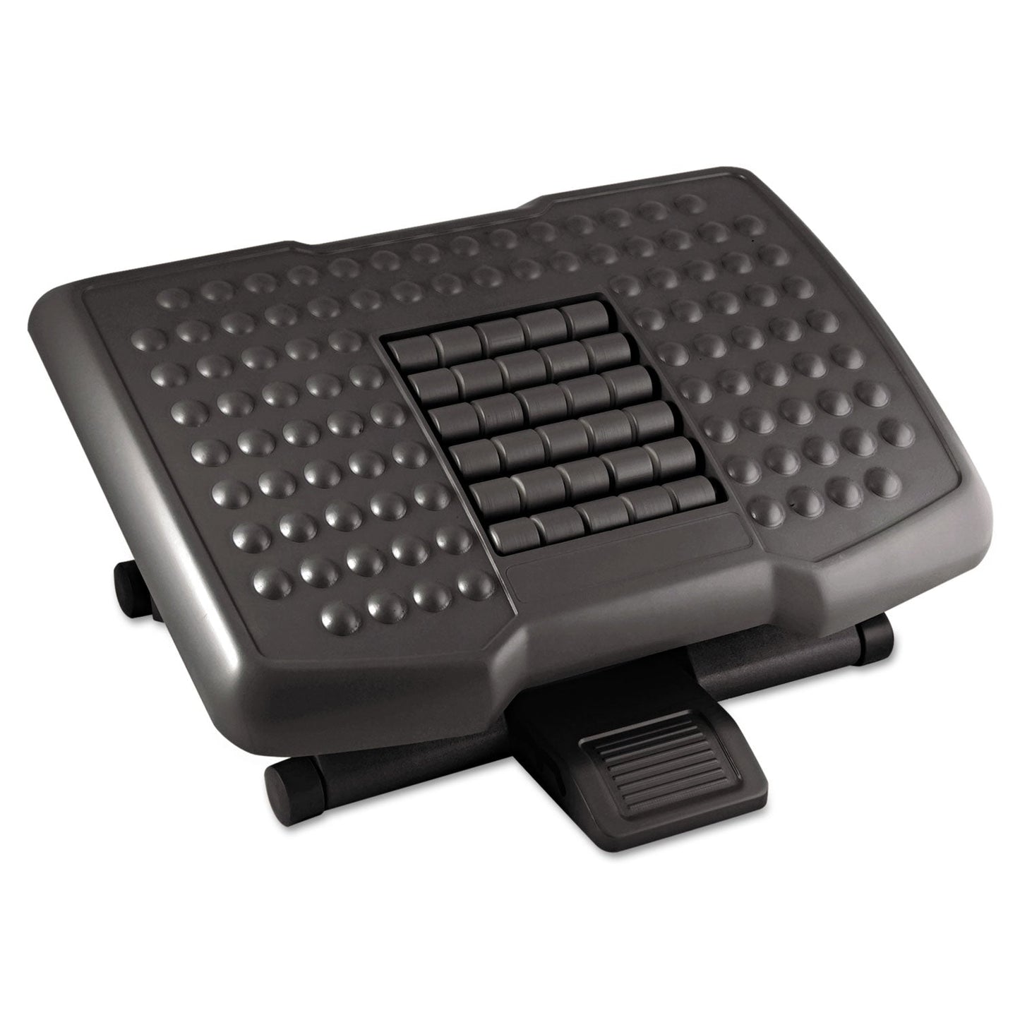 Kantek Premium Adjustable Footrest with Rollers, Plastic, 18w x 13d x 4 to 6.5h, Black