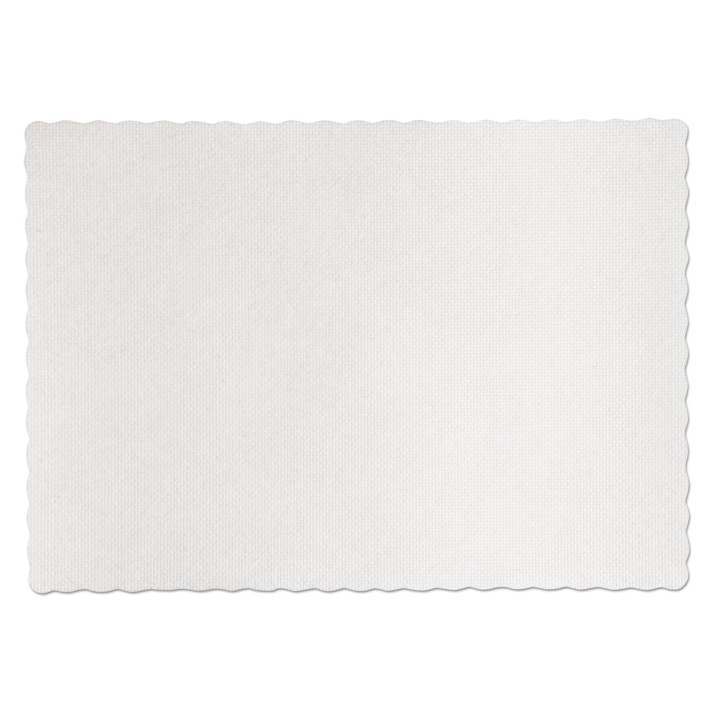 Hoffmaster Knurl Embossed Scalloped Edge Placemats, 9.5 x 13.5, White, 1,000/Carton