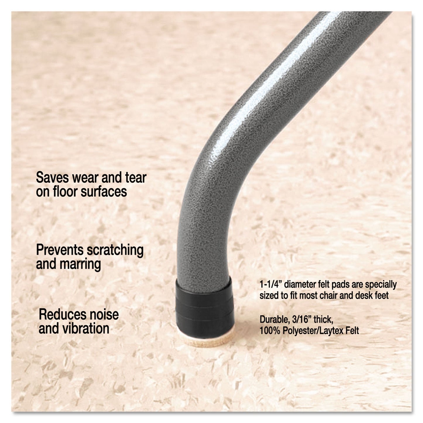 Master Caster Quiet Feet Deluxe Noise Reducers, 1.25" dia, Circular, Beige, 100/Pack