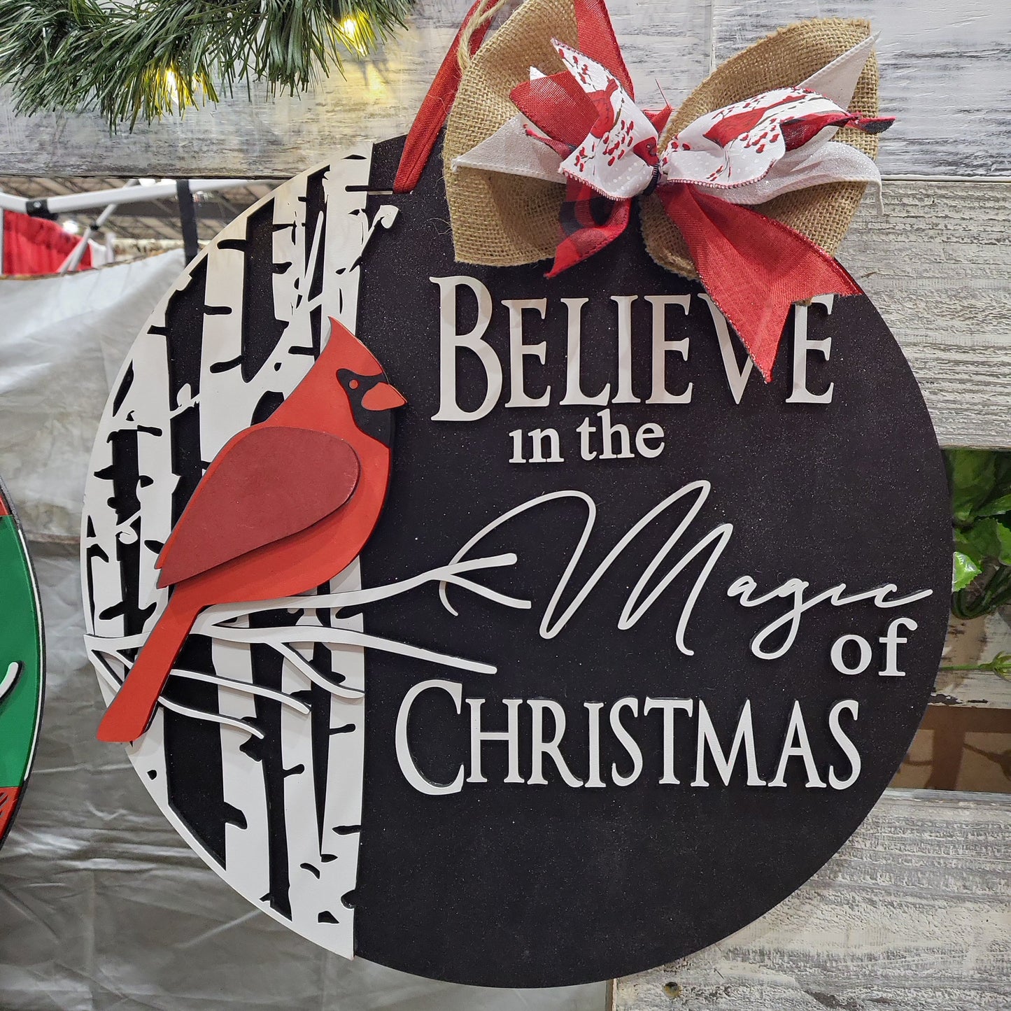 Finished - Believe Cardinal Door Hanger