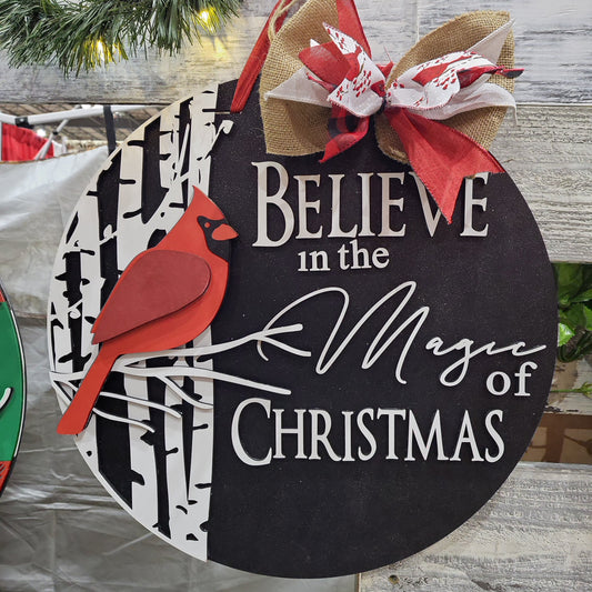 Finished - Believe Cardinal Door Hanger