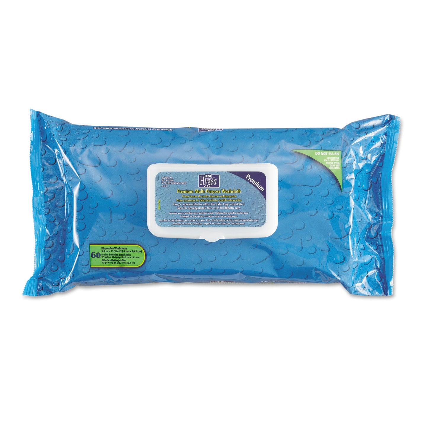 Sani Professional Hygea Adult Wash Cloths, 9.5 x 11.5, White, 60 Wipes/Tub, 6 Tubs/Carton