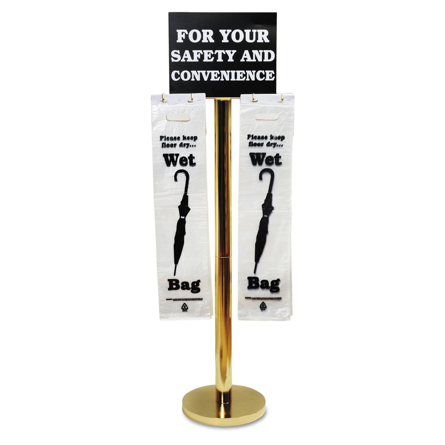 Tatco Wet Umbrella Bag Stand, 16w x 12d x 54.5h, Brass/Black/White