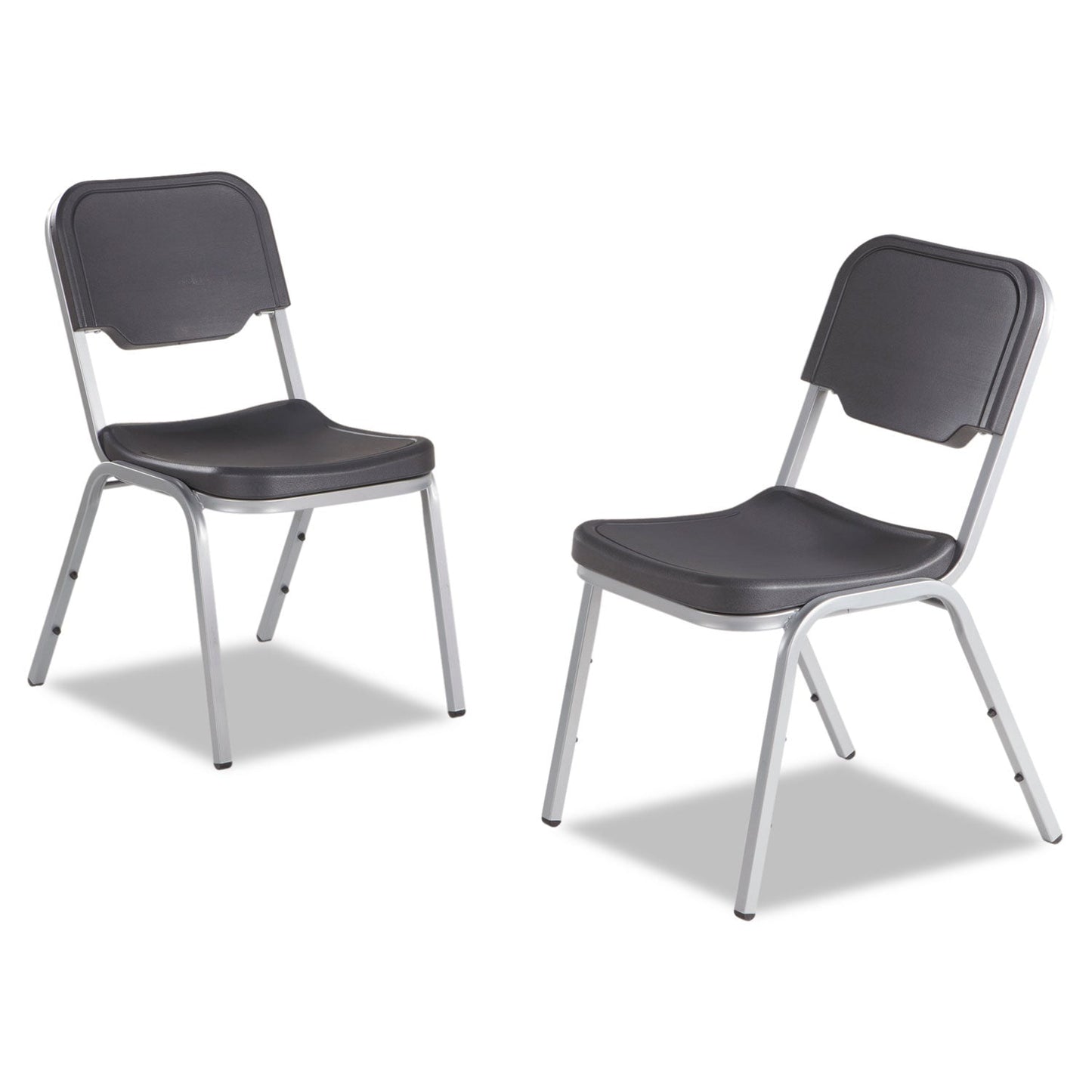 Iceberg Rough n Ready Stack Chair, Supports Up to 500 lb, Black Seat/Back, Silver Base, 4/Carton