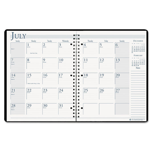 House of Doolittle Spiralbound Academic Monthly Planner, 11 x 8.5, Black Cover, 14-Month (July to Aug): 2022 to 2023
