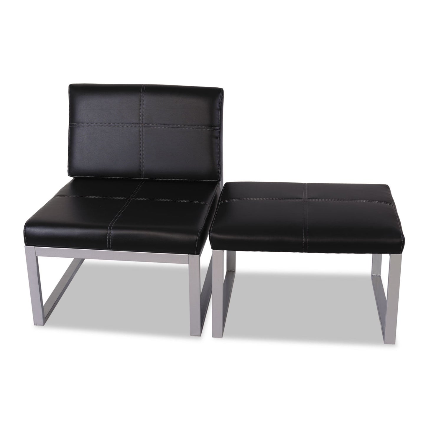 Alera Ispara Series Armless Chair, 26.57" x 30.71" x 31.1", Black Seat/Back, Silver Base