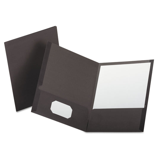 Oxford Linen Finish Twin Pocket Folders, 100-Sheet Capacity, 11 x 8.5, Light Gray, 25/Box