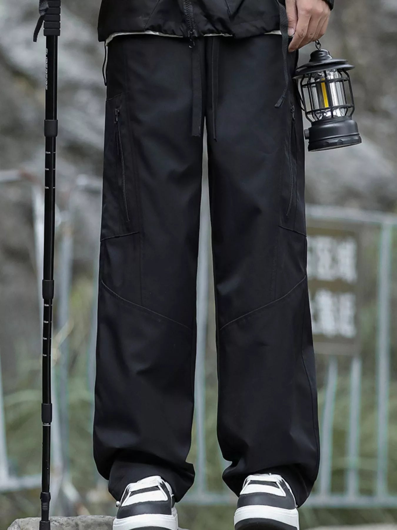 Men's Plus Size Relaxed Fit Cargo Pants with Zipper Pockets