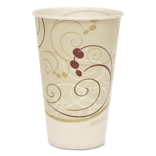 Dart Symphony Treated-Paper Cold Cups, 12 oz, White/Beige/Red, 100/Bag, 20 Bags/Carton