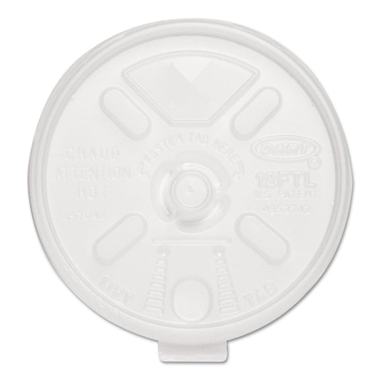 Dart Lift n' Lock Plastic Hot Cup Lids, With Straw Slot, Fits 10 oz to 14 oz Cups, Translucent, 100/Sleeve, 10 Sleeves/Carton