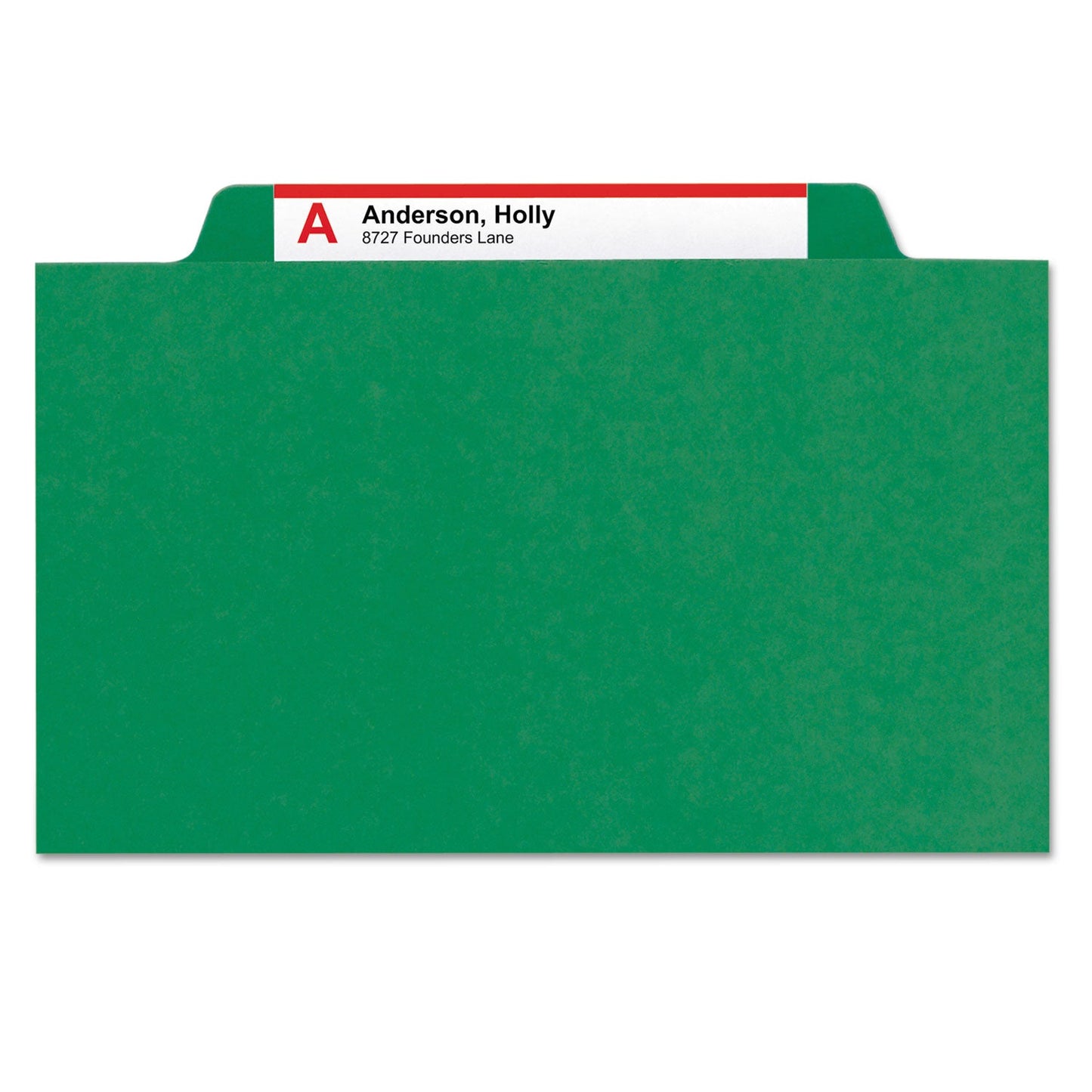 Smead Eight-Section Pressboard Top Tab Classification Folders with SafeSHIELD Fasteners, 3 Dividers, Letter Size, Green, 10/Box