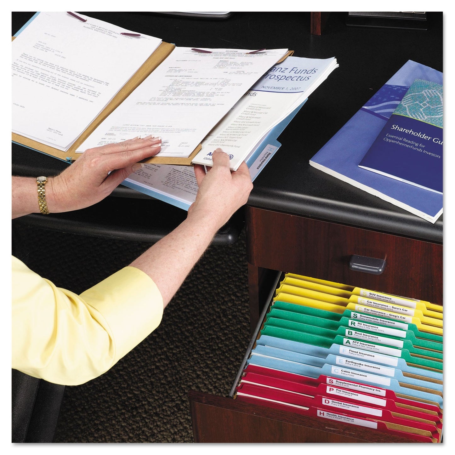 Smead 6-Section Pressboard Top Tab Pocket-Style Classification Folders with SafeSHIELD Fasteners, 2 Dividers, Letter, Yellow, 10/BX