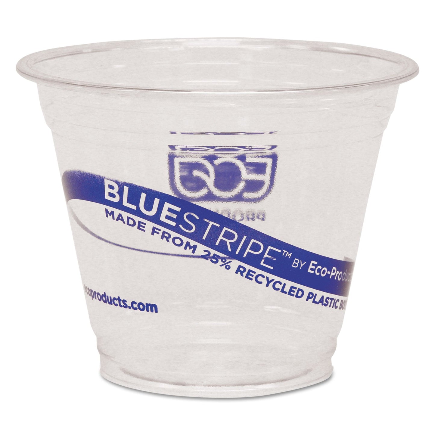Eco-Products BlueStripe 25% Recycled Content Cold Cups, 9 oz, Clear/Blue, 50/Pack, 20 Packs/Carton